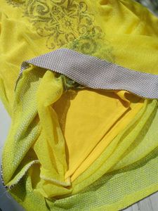 Yellow Sleeveless Kurta with Print
