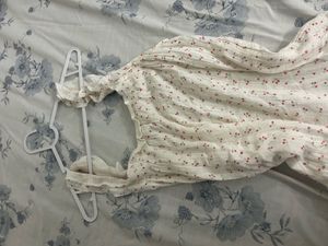 White cherry  print midi dress ( it si free size)