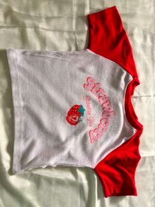 Cute Strawberry Graphic Crop Tee