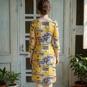 Vibrant Yellow Floral Print Kurta