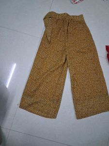 Stylish Yellow Printed Wide Leg Pants