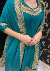 Teal Embroidered suit