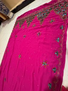 Vibrant Pink Embellished Saree