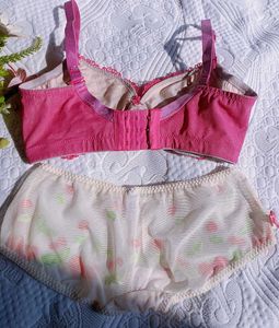 Pink silicon soft flexible paded Bra and Panty Set
