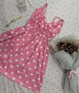 Cute Pink Heart Print Nightgown