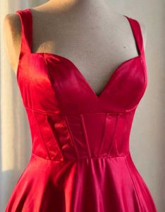 Elegant red Satin Corset Dress