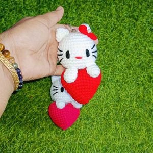 Crocheted Hello Kitty Keychain