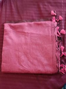 Elegant Pink Saree with Tassels