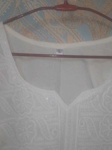 Elegant White Chikankari Kurta, size is L