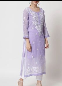 Elegant Lavender Chikankari Kurta