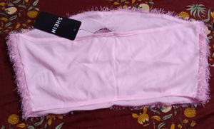 L size Pink Faux fur Tube Top