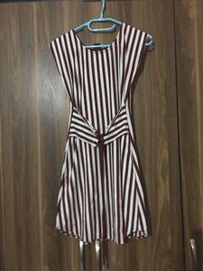 Price Drop❤️Striped Dress with Lace-Up Detail