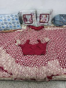 Exquisite Maroon Wedding Lehenga 3pc Set