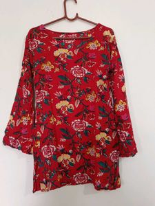 Vibrant Floral Print Long Sleeve kurti
