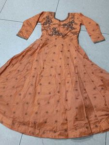 Elegant Orange Embroidered Gown