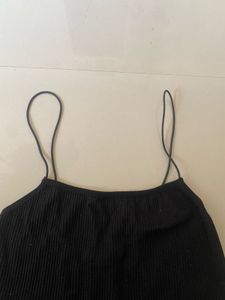Black Ribbed Spaghetti Strap Tank Top