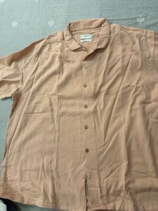 Peach Relaxed Fit Button-Up Shirt