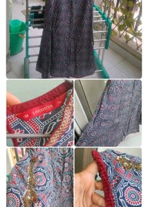 Orange Block Print Kurta