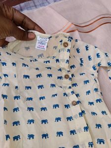 Cute Elephant Print Dhoti Kurta Set