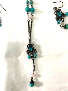 Sea green Turquoise Delicate Pendant Earring Oxidi