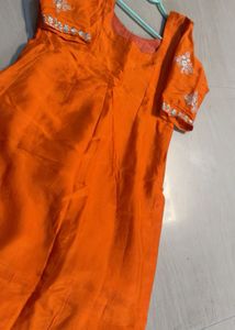 Designer Orange Kurta Set with Silver Embroidery