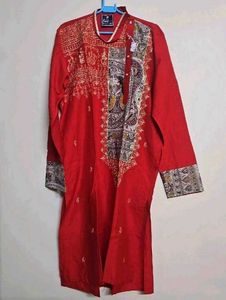 Embroidered Red Kurta