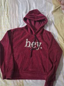 Burgundy 'Hey' Graphic Hoodie