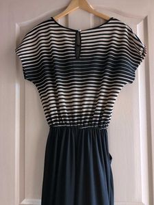 Striped Black &amp; Beige Jumpsuit