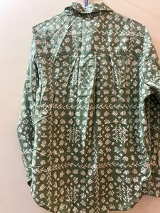 Olive Green Printed Womens Shirt