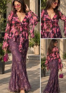 Bell sleeve tie up top