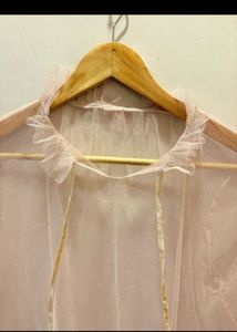 Sheer Pink Blouse with Bow Detail