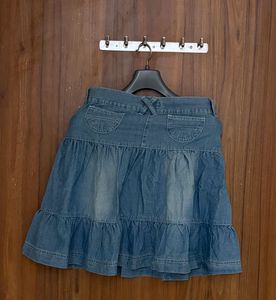 Denim Ruffle Skirt