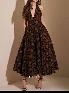 Floral Halter Neck Midi Dress