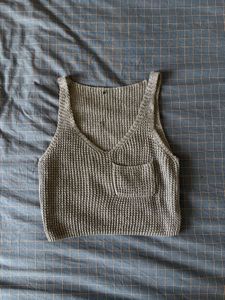 Cropped Knit Tank Top with Pocket