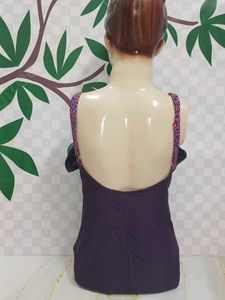 (700)Purple V-Neck Bodysuit