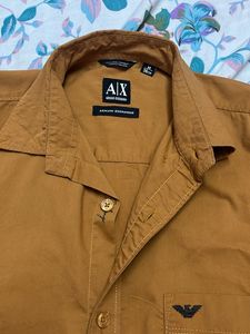 AX Men's Brown Button-Up Shirt