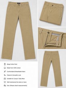 Men's Beige Cotton Chino Pants