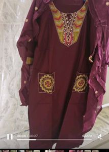 2 side pocket cotton dress with odhni