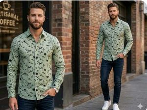 Men's Floral Print Long Sleeve Shirt