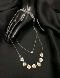 Daisy Heart Layered Necklace
