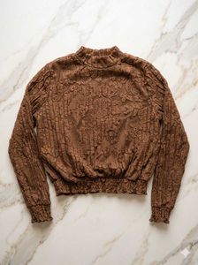 Brown  net Long Sleeve woollen top