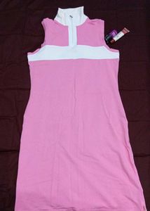 Sleeveless Pink &amp; White Polo Dress