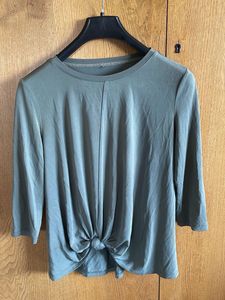 Women's Green Knotted Sleeve Top