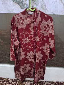 Maroon Floral Print Kurta