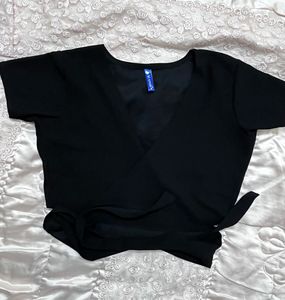 Classic Black Wrap Top