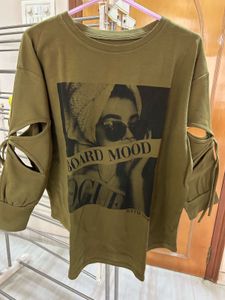 Olive Green Graphic Print T-Shirt