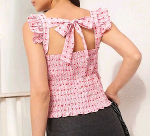 Cute Pink Smocked Heart Top( never worn)