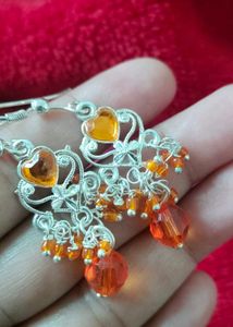 Beautiful Heart Shaped Orange Earrings