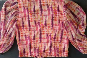 Boho Print V-Neck Puff Sleeve Top