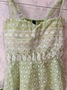 Embroidered Green Peplum Top